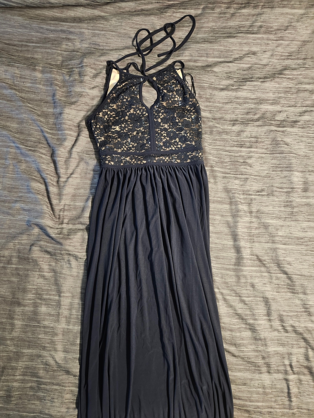 Navy Lace Halter Maxi Dress